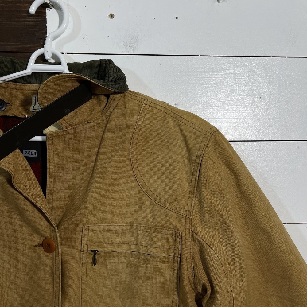 Vintage 80s LL Bean Womens Large Oversized‎ Jacket Canvas Plaid Chore Jacket - Picture 9 of 12